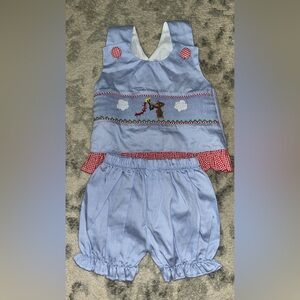Curious George smocked set, size 3m
